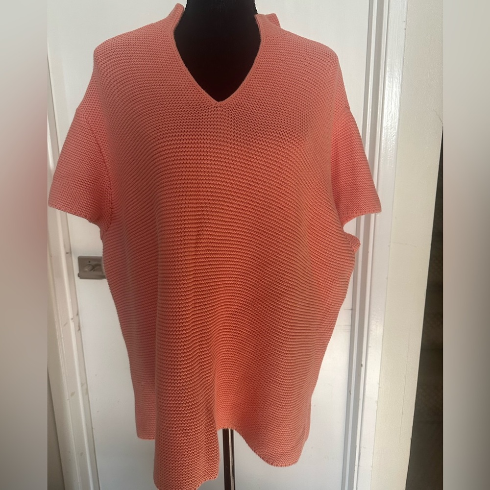 Talbot’s Woman Short-Sleeve Sweater, Peach 3X